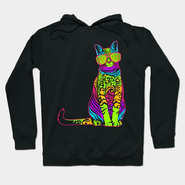 80s cat Hoodie by ElectricPeacock